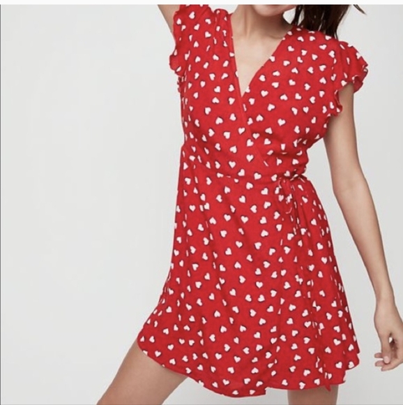 Aritzia Sunday Best Maude heart red wrap dress - Picture 3 of 9